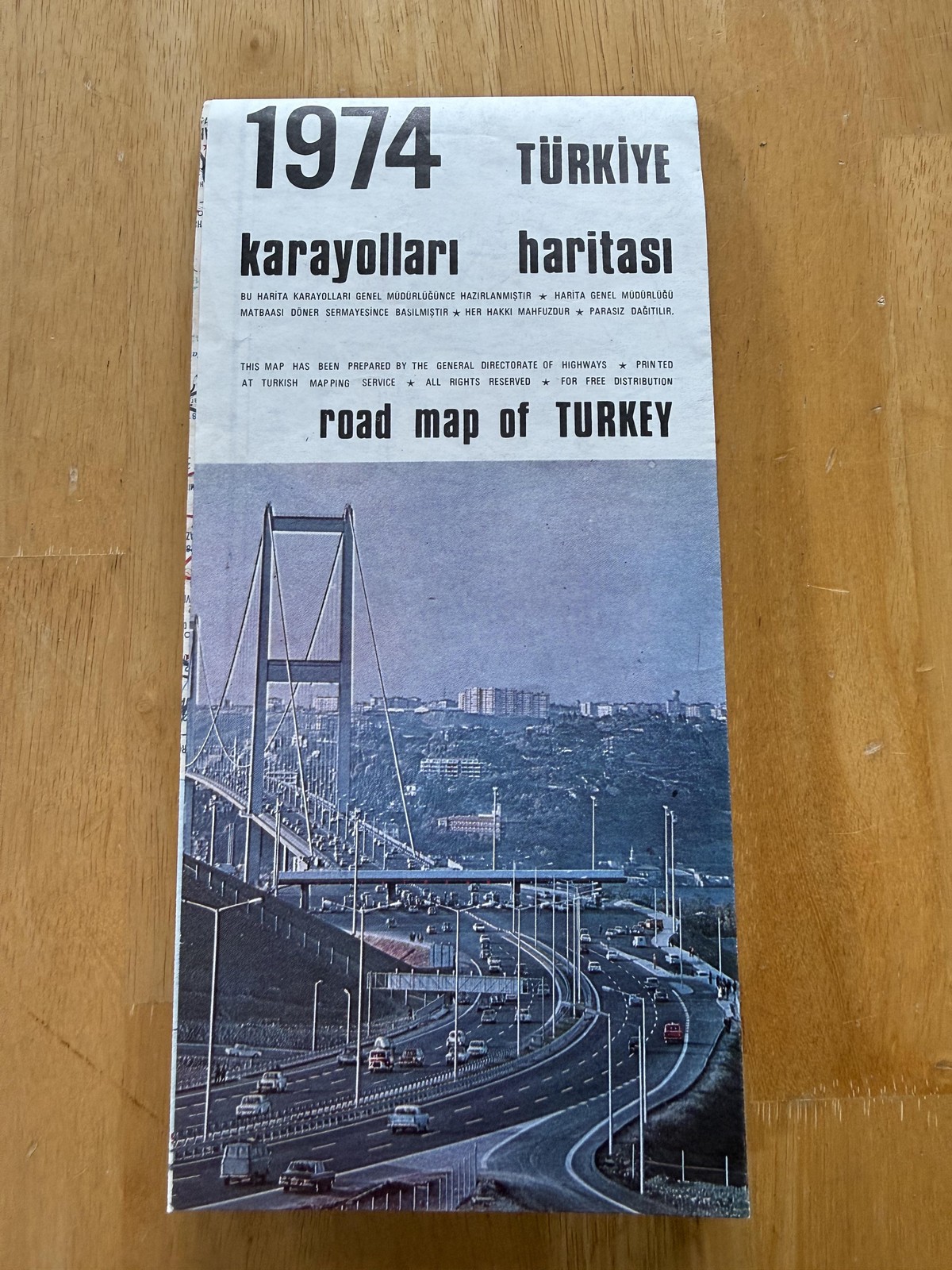 Vintage 1974 Turkey Road Map Karayollari Haritasi Folding Travel Brochure Color