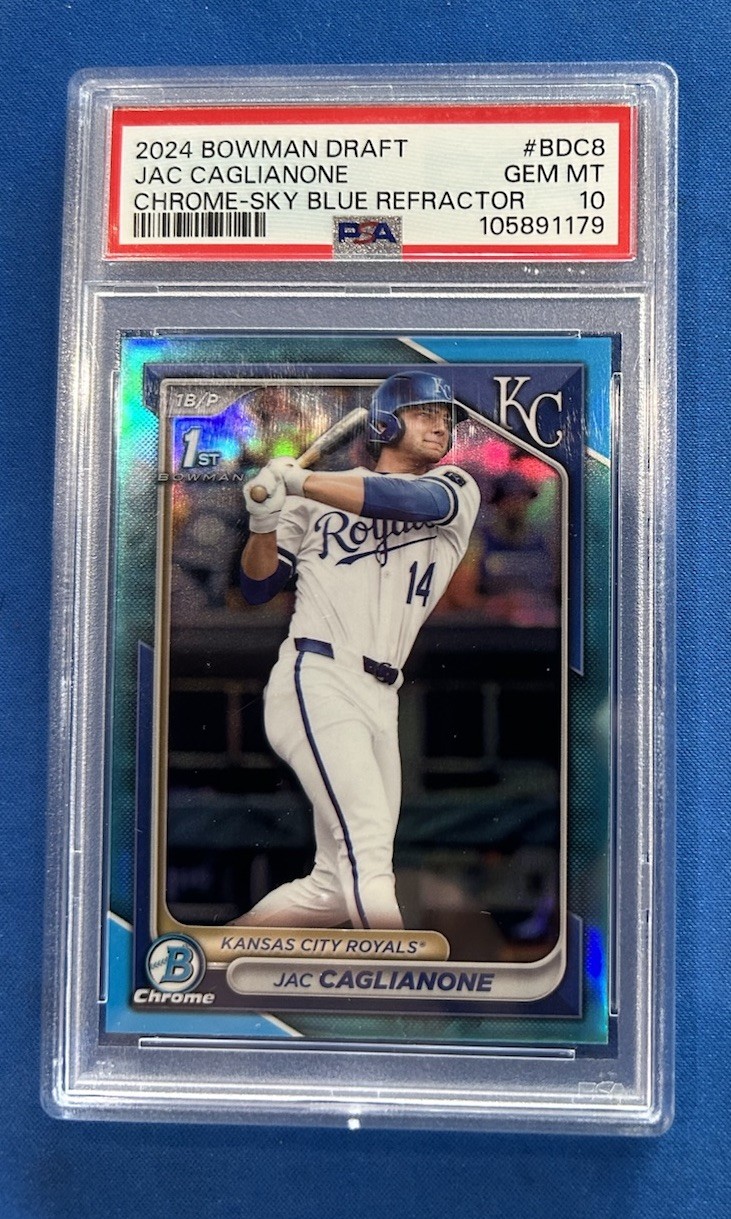Jac Caglianone 2024 Bowman Draft Chrome 1st BDC8 Sky Blue Refractor PSA 10 🔥🔥