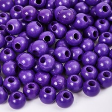 240pcs Purple Color Wood Beads 15.5mm-16mm Diameter Large Hole6mm for Craft