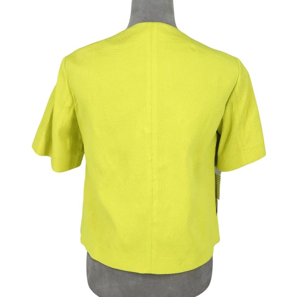 Chaqueta Piazza Sempione para mujer 8 EE. UU. 38 IT verde lima amarillo broches de presión sin cuello nueva Foto 3 de 4