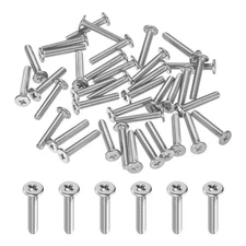 60-Pack Flat Head Machine Screws, M3x16mm 304 Stainless Steel Phillips Screws