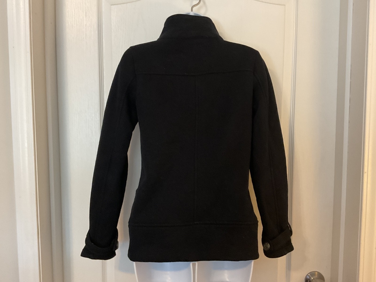 Iris Basic Women’s Black Pea Coat Jacket Size S - image 7