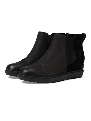 SOREL Womens Black Mixed Media Heel Pull-Tab Evieii Round Toe Chelsea 8.5