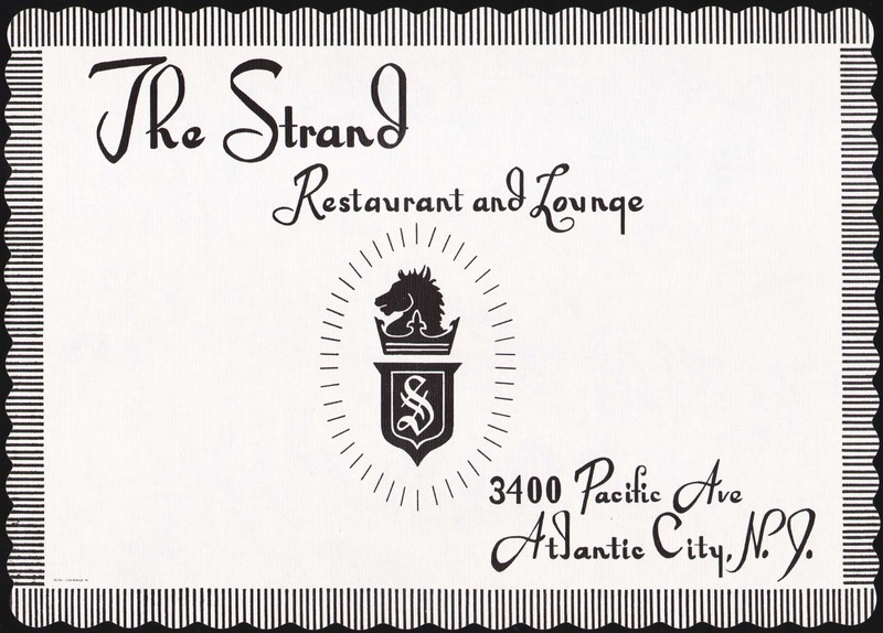 Vintage placemat THE STRAND Restaurant and Lounge Atlantic City New Jersey nrmt+
