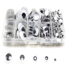 340 Assorted size 6mm-20mm Wiggly Wobbly Googly Eyes foy DIY Doll with Box