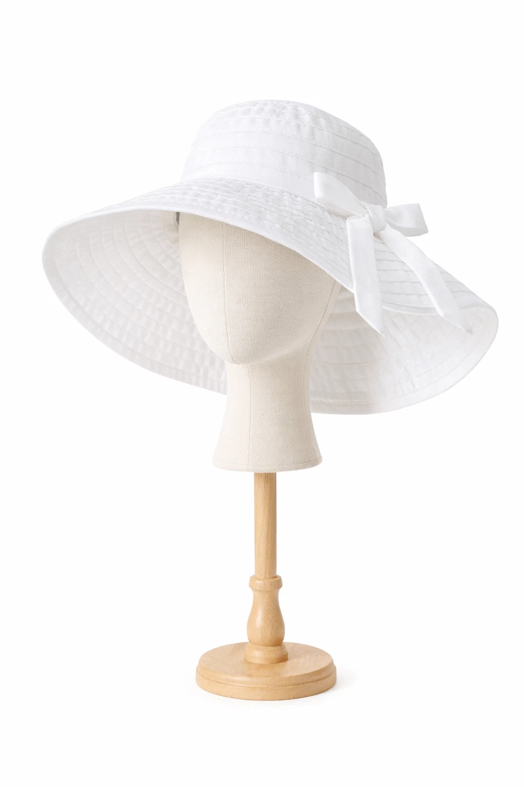 White Packable Sun Hat 57cm US 7 1/8 Polyester Cottagecore Chic Travel Boho Vibe