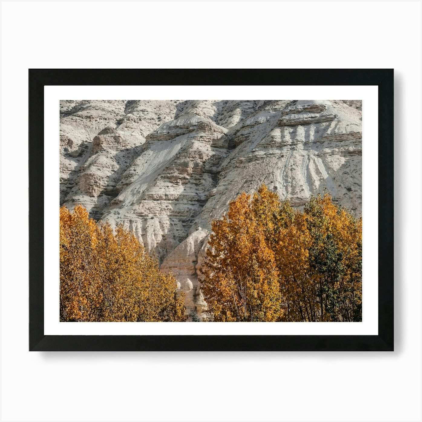 Autumn Mountain Trees Landscape Framed Wall Art Canvas Print  