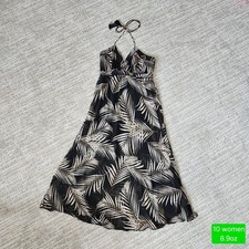 White House Black Market halter chiffon flowy palm leaf maxi dress size 10