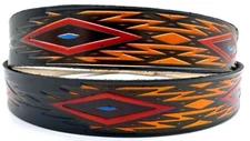 SOUTHWESTERN DESIGN EMBOSSED MOTORCYCLE COWHIDE LEATHER BELT SIZE 26-48 USA MADE