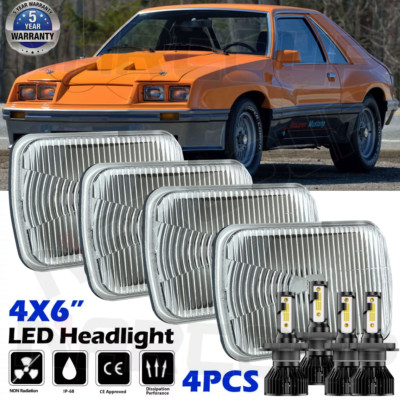 4pcs 4''X6'' LED Headlights High-Lo Beam For Chevy C10 Pickup 1981-87 Ford Mustang