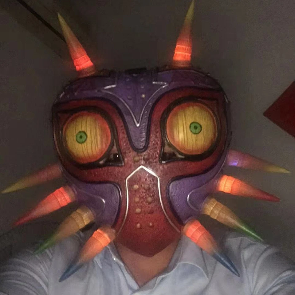 Máscara de Majoras Púrpura Leyenda de Zelda Máscara Tocado Disfraz Juegos con disfraces Halloween Foto 2 de 3