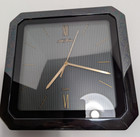 Vintage MCM Seth Thomas 11 In Quartz Wall Clock/Black Chrome Smoke/Square/2828 