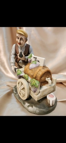 Vintage Mann schiebt Weinwagen Figur Porzellan Frankel Mann Höhle Bar Deko - Bild 4 von 8