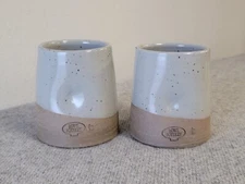 Pair/2 ROWE Studio Art POTTERY Stoneware Thumb-Dented MUGS/TUMBLERS Tanner Howe