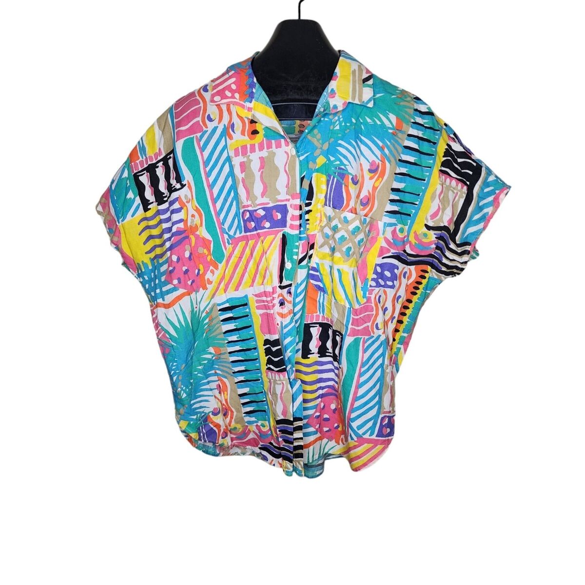 Vintage 80s Geometric Loud Button Up Shirt Womens Plus Size Vintage 80s Geometric Loud Button Up Shirt Womens Plus Size