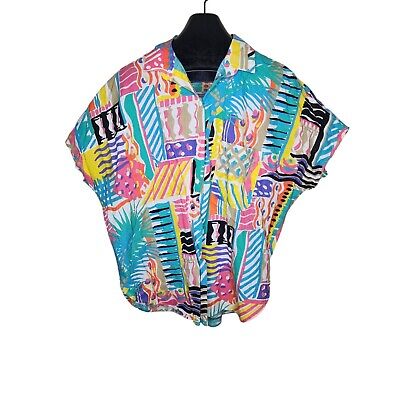 Vintage 80s Geometric Loud Button Up Shirt Womens Plus Size Vintage 80s Geometric Loud Button Up Shirt Womens Plus Size