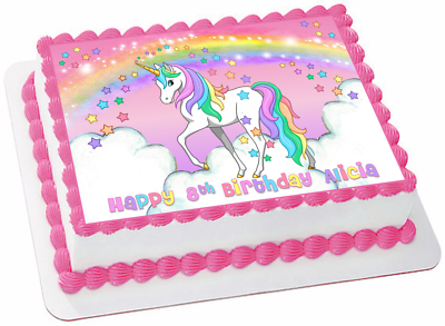 EDIBLE Unicorn Dream Wafer 1/4 Sheet Cake Topper Birthday Decoration Image  | eBay