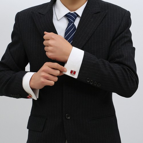 Red Crystal Cufflinks Vintage Luxury Gold Buttons Shirt Blazer for Men Wedding - Picture 7 of 9