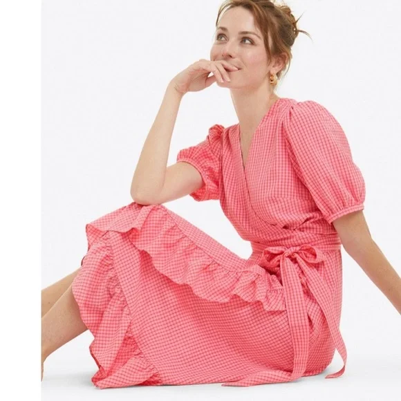 red gingham wrap dress Wren Wrap Athletic Dress Red Gingham
