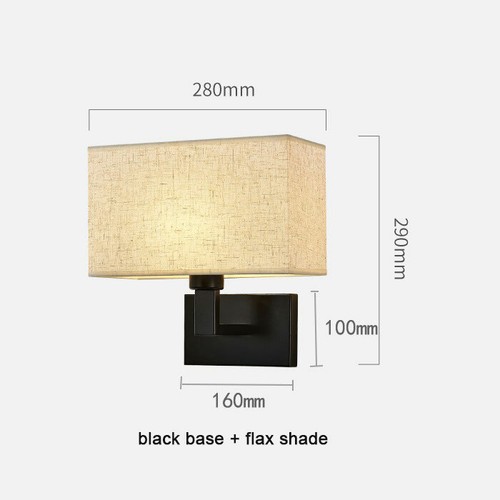 Black Bronze Fabric Shade Wall Light Fixtures with Switch or USB Charging Port - Picture 13 of 30