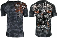 Archaic Affliction Men's T-Shirt Short Sleeve VELOCITY Cross Biker