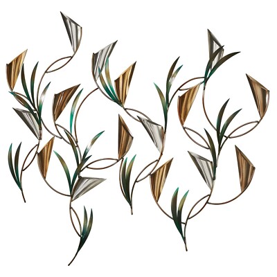Symphony Nature Inspired Stainless Steel Wall Sculpture Metallic 37 by 34 Inches