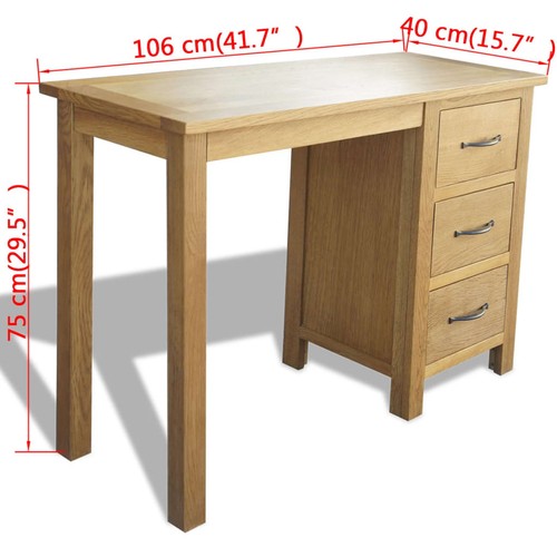 Desk with 3 Drawers Oak 106x40x75 A4T5 - Picture 6 of 7