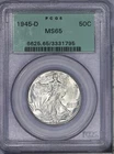 1945-D Walking Liberty Half Dollar 50c PCGS MS65 OGH Old Green Holder