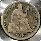 1876-CC Seated Liberty Dime 10 Cents   RC546