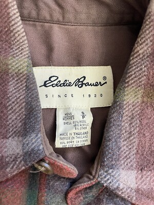 Eddie Bauer S M 80% Wool Plaid Jacket Long Sleeve VINTAGE | eBay