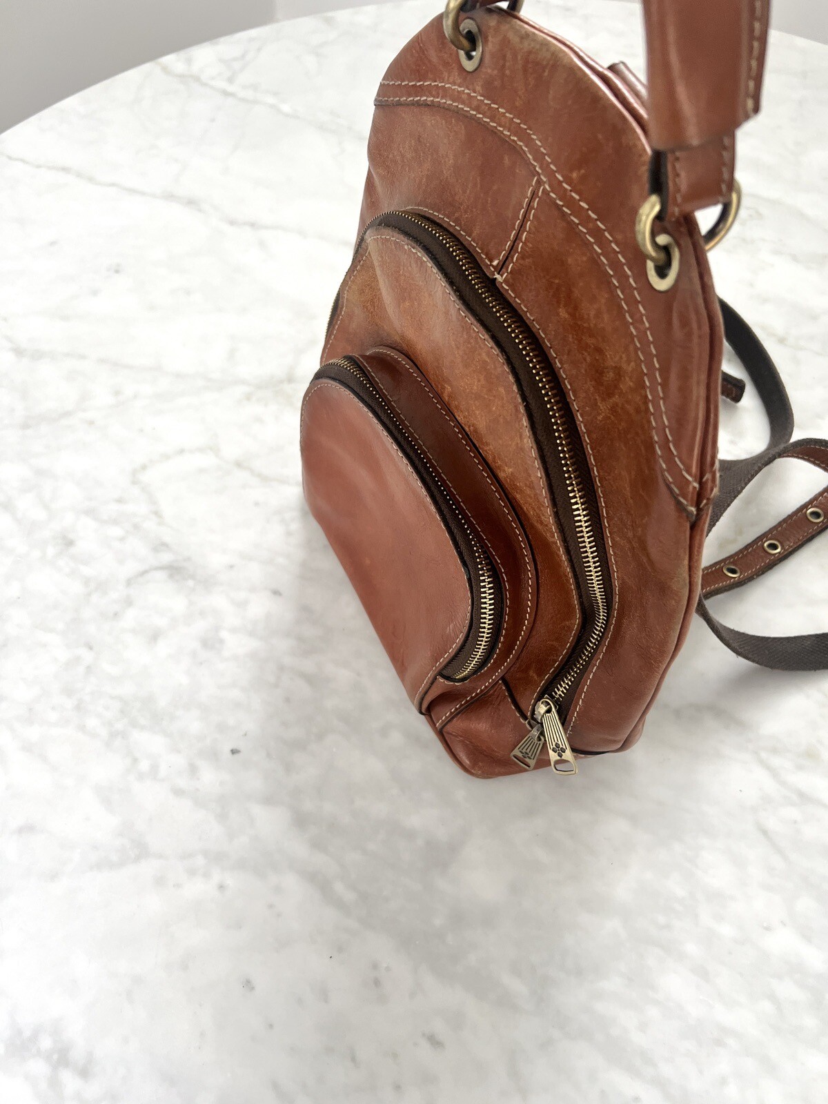 Patricia Nash Heritage Leather Alencon Backpack Distressed Worn eBay