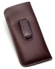 Mens Soft Slip-in Eyeglass Case w/Clip Medium Brown Syn.Leather 6.25"Inch x 3.25