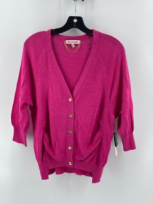 NWT Juicy Couture Women's Pink 3/4 Sleeve Button Cardigan