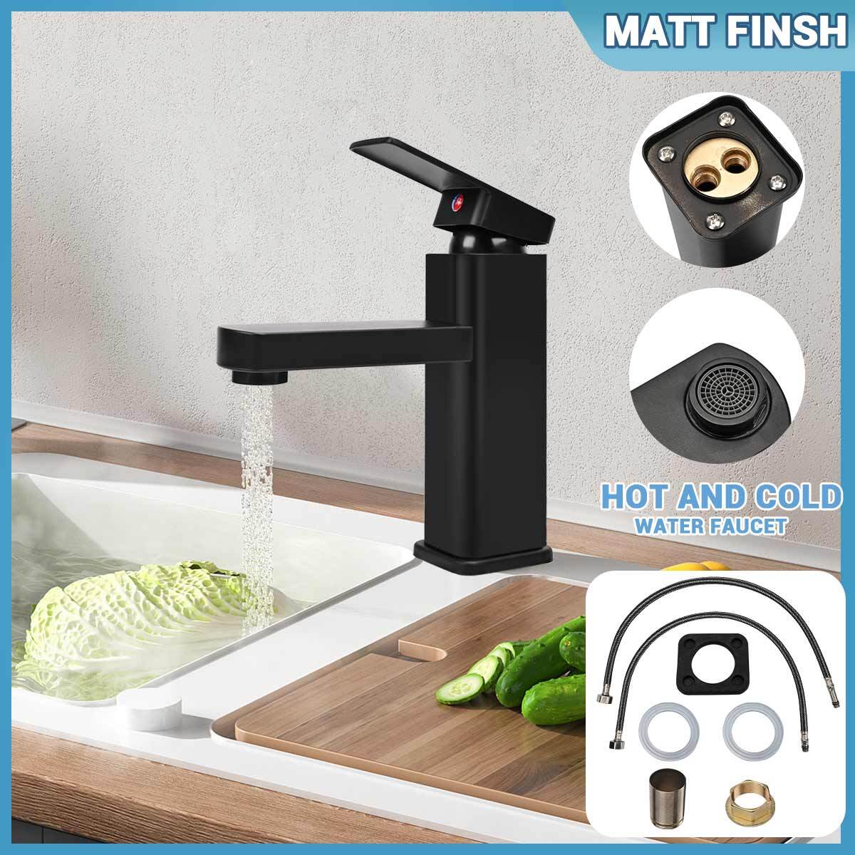Modern Black Bathroom Taps Basin Mixer Taps Single Lever Cloakroom Tap ...