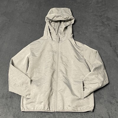 Uniqlo Kids Hooded Rain Jacket Youth Kids 130 US sz 8-9 Gray Pocketable  Parka
