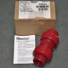 Nibco Chemtrol Inline Ball Check Valve S65BC-V 3/4, 3/4" Slip Pipe Socket, Kynar