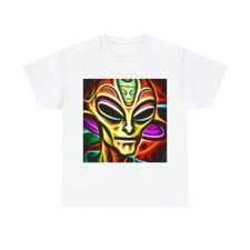 Alien T Shirt Psychedelic Space UFO Hippie Graphic Tee Extraterrestrial Rave