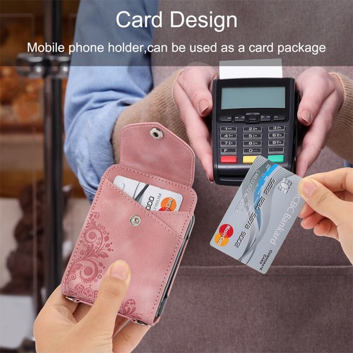 Pour Samsung Galaxy Z Flip 6 5 4 3 Etui Portefeuille Porte Carte Magnétique à Rabat en Cuir avec Sangle - Photo 36 sur 41