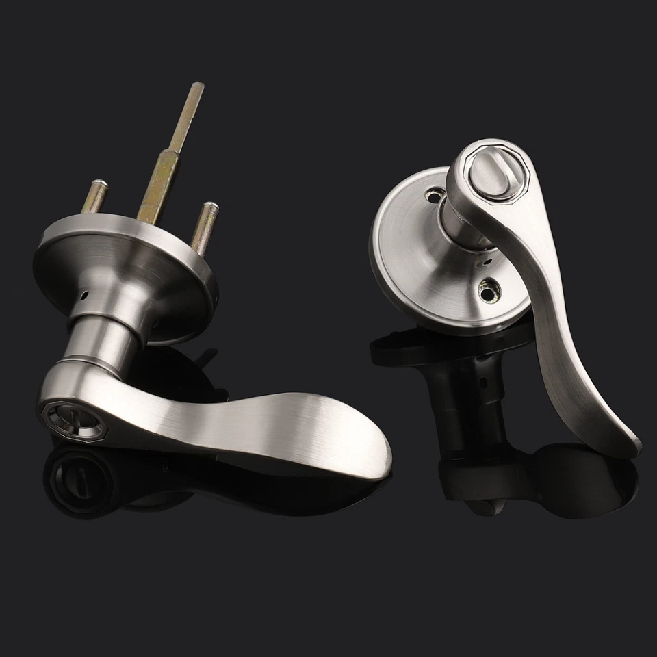 拉丝镍隐私通道波浪门杠圆形入口锁假手柄 — 第 4/4 张图片