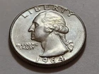 1964 Washington Quarter • AU Slider Look 90% Silver • Strong Detail NMM  X71