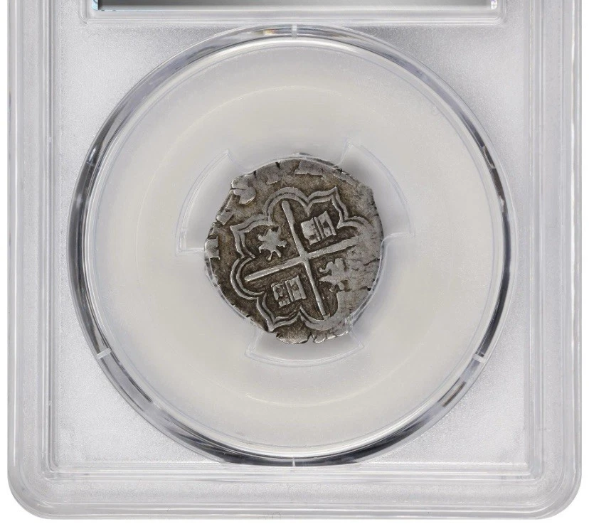 SPAIN 1593 AD, Colonial Real Spanish Pirate Cob SILVER HighGrade Coin, PCGS VF35 - Image 4 of 4