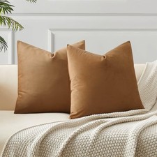 Throw Pillow Covers Set of 2 Decorative 22" x 22" Pack of 2 Light Brown