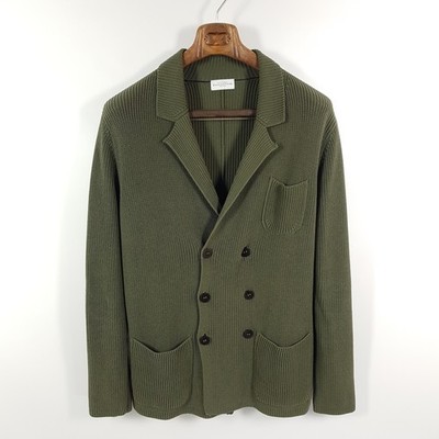 Ballantyne Strickjacke Herren Gr. 52 L Grün Grobstrick Jacke Strick Sakko