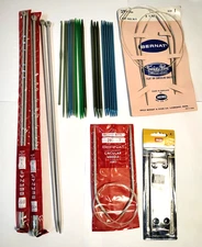 LOT VINTAGE KNITTING CIRCULAR CROCHET NEEDLES MIXED BRANDS AERO, SIZES 32 PIECES