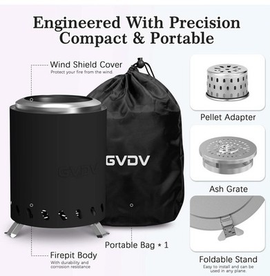 GVDV 7.5'' Tabletop Fire Pit - Smokeless & Portable Mini Fire