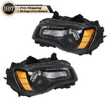 Silscvtt For Chrysler 300 2011-2014 Halogen Headlight w/LED DRL Clear Lens RH&LH