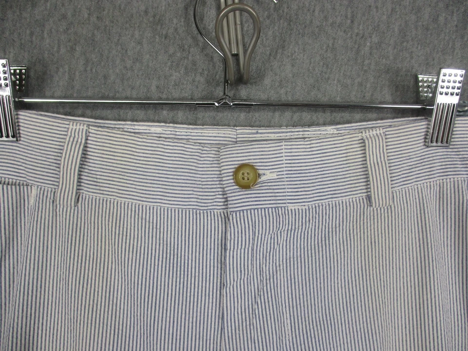 Bills Khakis Pants Mens 34 Blue White Seersucker Striped Flat Front Made USA M2 - Image 2 of 4