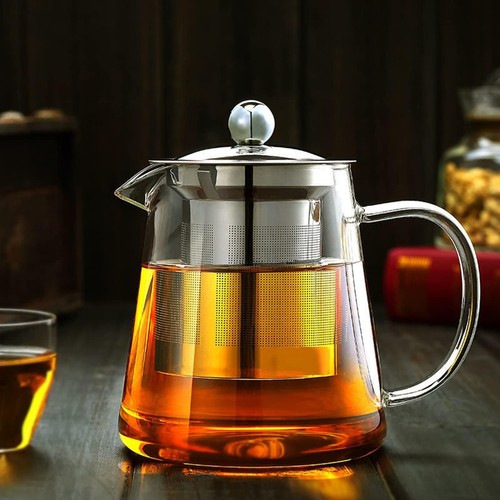 Glass Teapot with Removable Stainless Steel Infuser, 950ML, Transparent - Picture 1 of 8