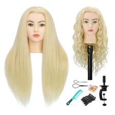 28" Mannequin Head with Human Hair Light have makeup, 6l3# Blonde 