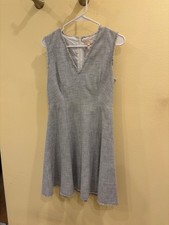 Rebecca Taylor dress 8 fit and flare ice blue light tweed style